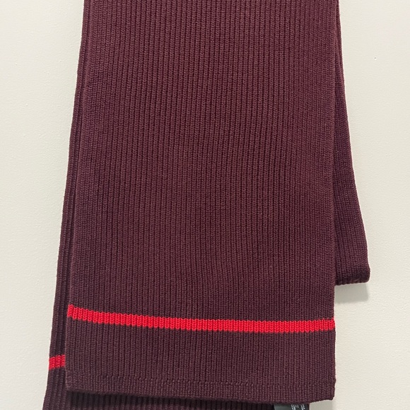 Theory Wendel Ribbed Wool Stripe Trim Scarf - Picture 1 of 5